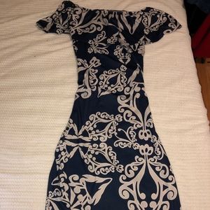 Off-shoulder long body con floral maxi dress